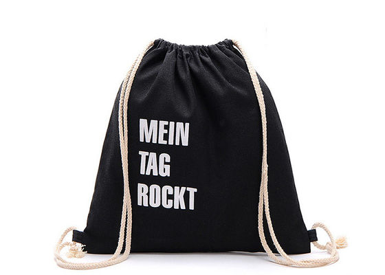 গুণমান  Custom Logo Canvas Drawstring Bags Black Canvas Cinch Backpack For Men কারখানা